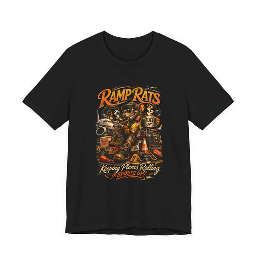 Ramp Rats Mechanic Tee — "Keeping Planes Rolling & Spirits Up" Aviation Garage T-Shirt
