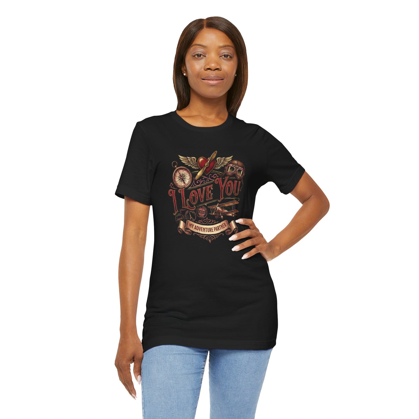 Adventure Themed Valentine's Day "I Love You My Adventure Partner" (Unisex T-Shirt)