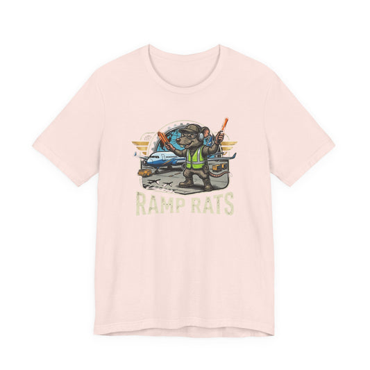 Ramp Rats Airport Ground Crew T-Shirt — Funny Ground Crew Shirt with Marshaling Rat Design